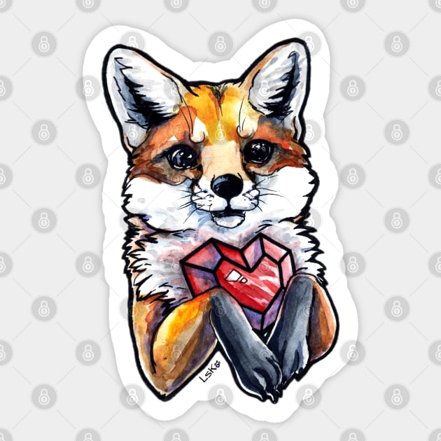 Fox with a heart Sticker by LsK House